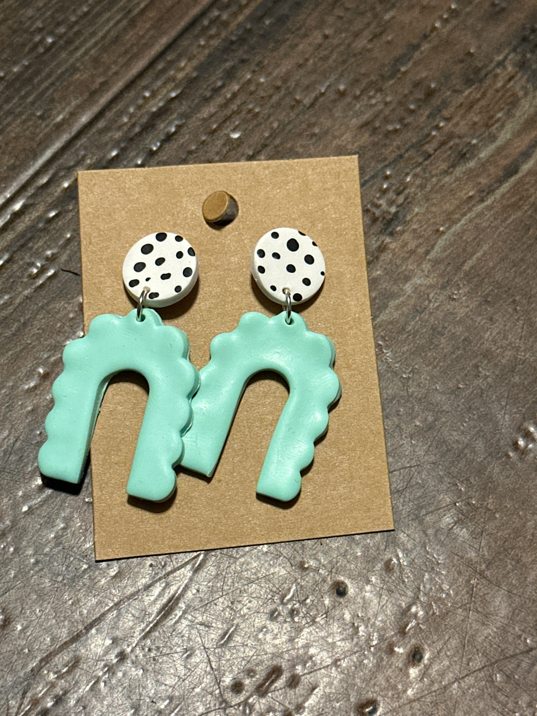 Teal Scallop Clay Earrings