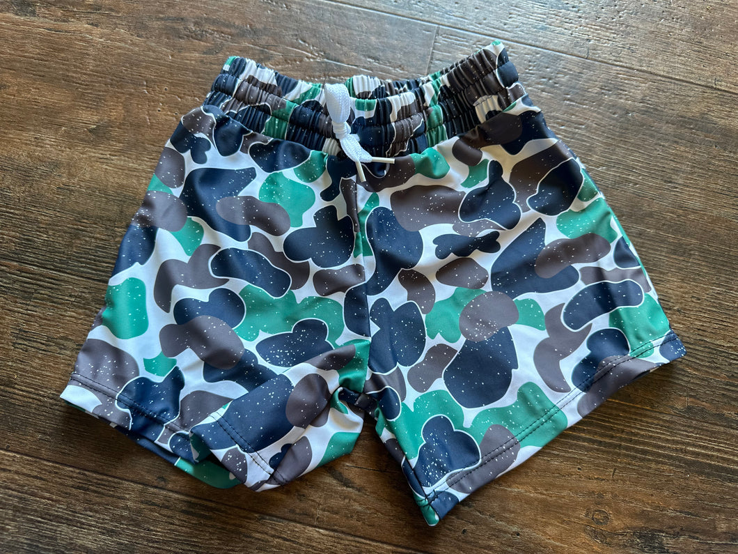 Throwback Camo Swim Trunks