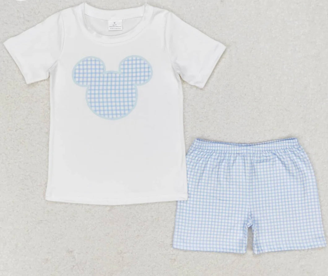 Mickey Blue Plaid Short Set